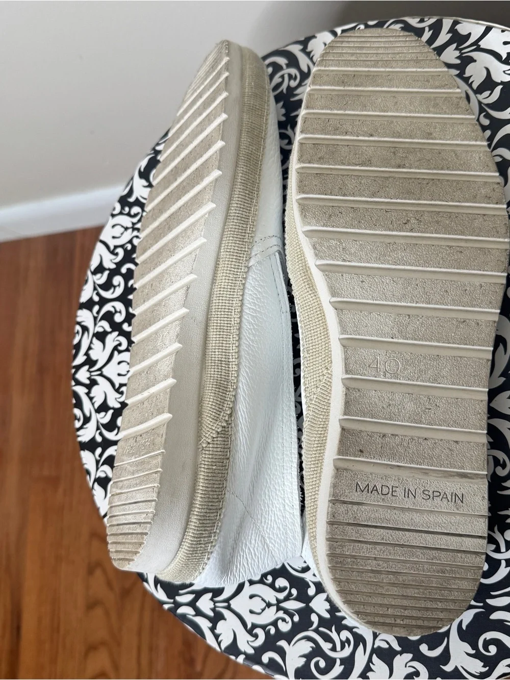 Verbenas Nuria Slip-On Loafers Espadrille Leather Women's White Size 40 US 9/9.5